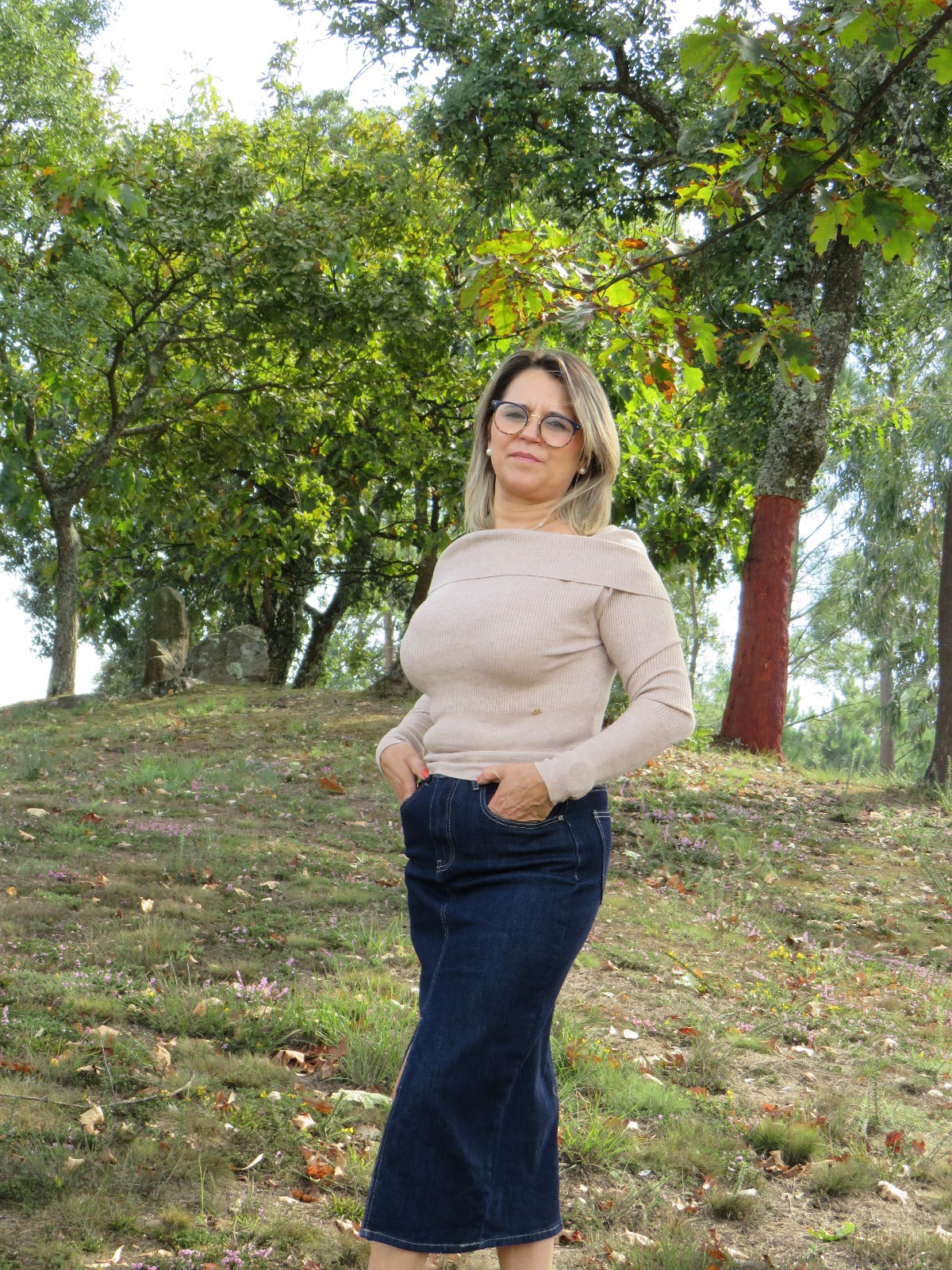 camisola de malha justa